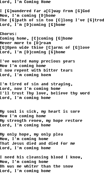 Bluegrass songs with chords - Lord Im Coming Home
